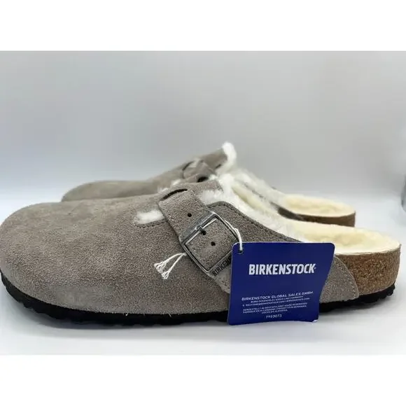 Birkenstock Boston Shearling Stone Coin Suede Leather Men's Size 12 New